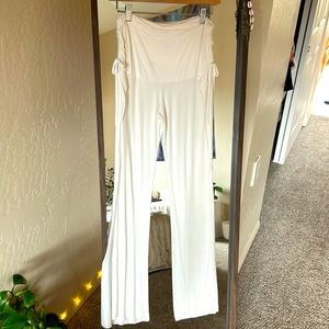 Umba White Split Leg Organic Cotton Pants Small